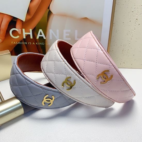Chanel Plaid Leather Wide Hair Hoop