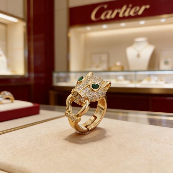 Cartier Diamond Inlaid Panther Line Ring