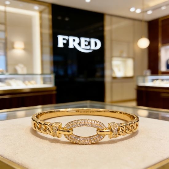 Fred Full Diamond Horseshoe Buckle Bracelet