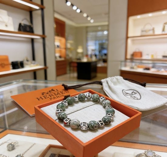 Hermes Natural Stone Beaded Bracelet Vintage Finish
