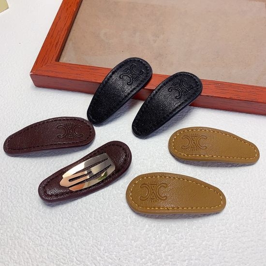Celine Classic Leather Hair Barrettes Set