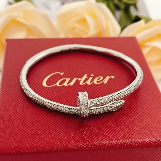Cartier Silver Diamond-studded Nail Bangle
