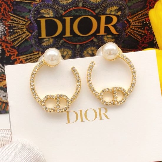 Christian Dior CD Seven Pearl Moon Stud Earrings
