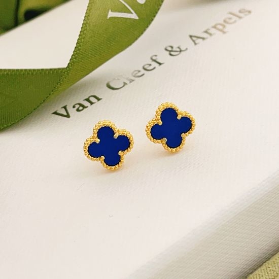 Van Cleef & Arpels VCA Golden Blue Mother of Pearl Mini Earrings