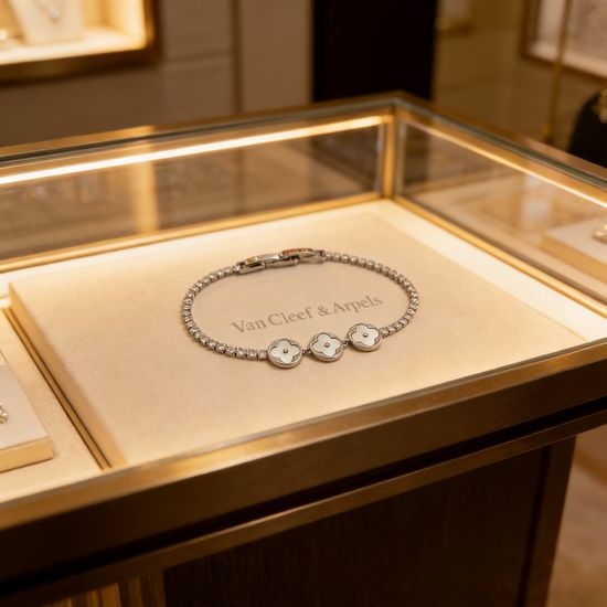 Van Cleef & Arpels VCA Lucky Clover Bracelet with Diamond Inlay