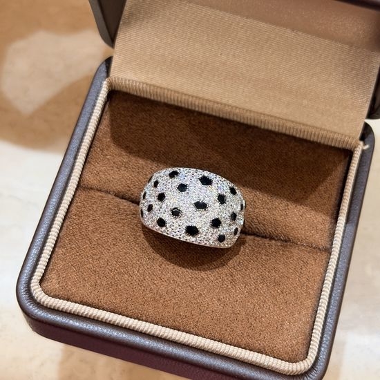 Cartier Black Enamel Full Diamond Leopard Ring