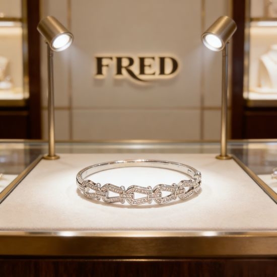 Fred Diamond Studded Horseshoe Buckle Bangle