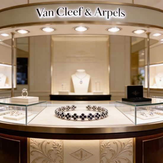 Van Cleef & Arpels VCA Full Diamond Four Leaf Clover Bangle