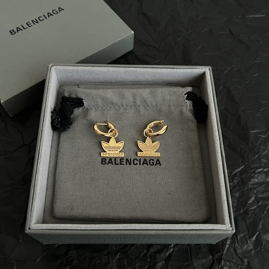 Balenciaga Minimalist Textured Gold Earrings