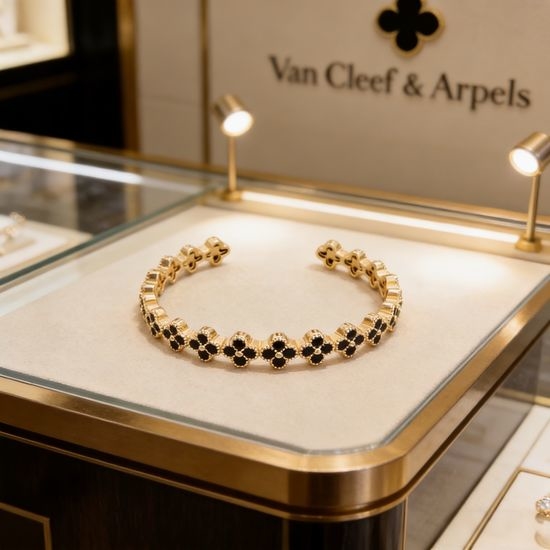 Van Cleef & Arpels VCA Full Diamond Four Leaf Clover Bangle