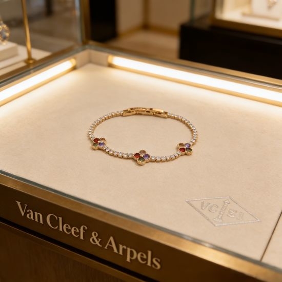 Van Cleef & Arpels VCA Diamond Inlaid Three-dimensional Floral Bracelet