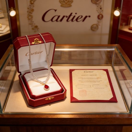 Cartier Ruby Diamond Inlaid Necklace