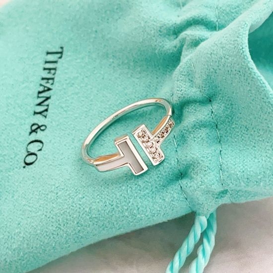 Tiffany & Co. Silver Double T Diamond Elegant Ring