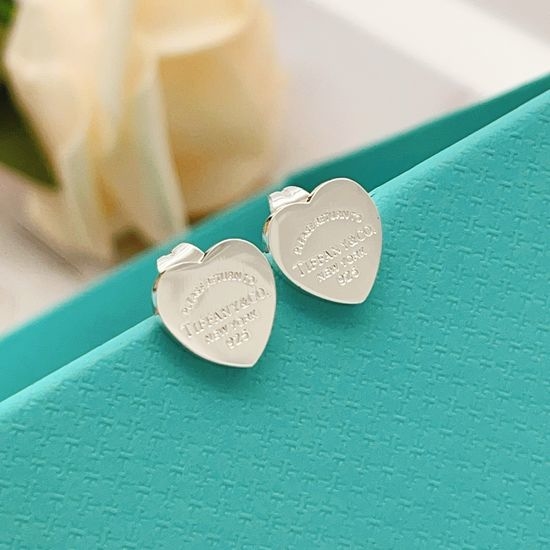 Tiffany & Co. Silver Heart Shaped Stud Earrings