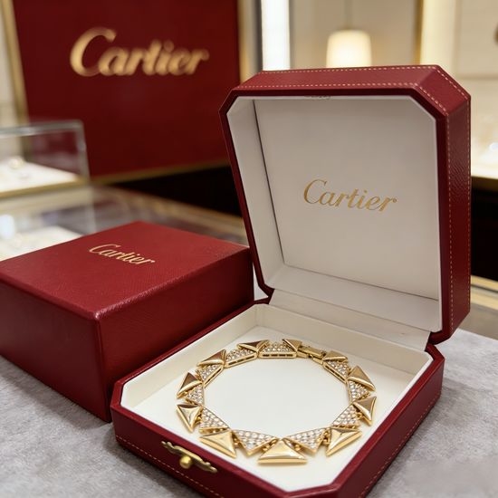 Cartier Diamond Inlaid V Gold Bracelet