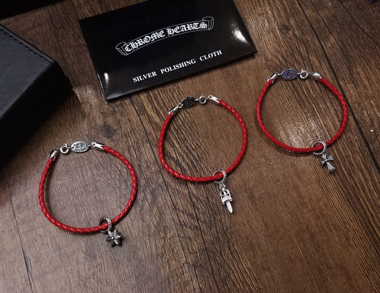 Chrome Hearts Genuine Leather Cord Adjustable Bracelet