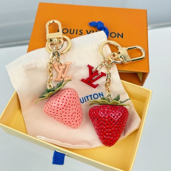 Louis Vuitton LV Strawberry Shape Pendant Keychain Rhinestone Decoration