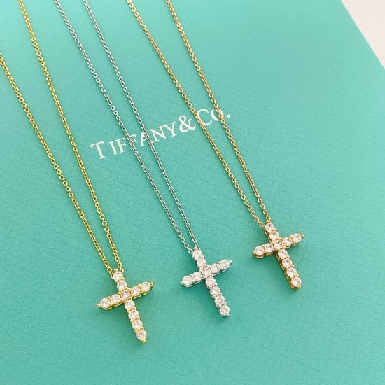 Tiffany & Co. Crystal Cross Pendant Necklace