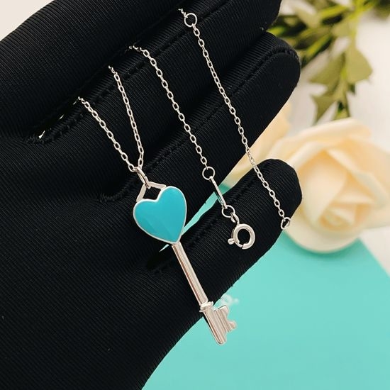 Tiffany & Co. Tiffany Silver Blue Key Pendant Necklace