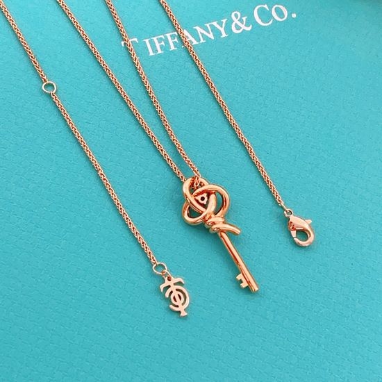 Tiffany & Co. Rose Gold Key Shape Diamond Necklace