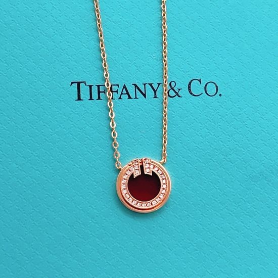 Tiffany & Co. Rose Gold Red Shell Coin Necklace