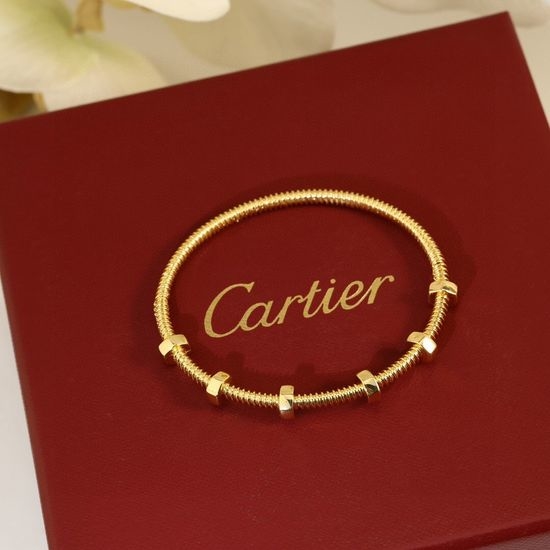 Cartier Screw Design 18K Gold Plated Bangle