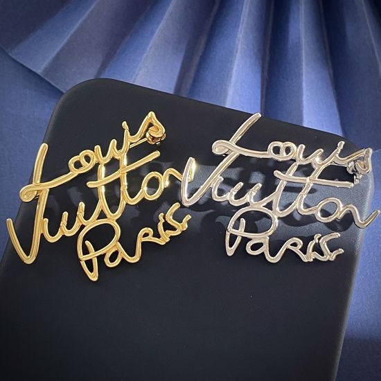 Louis Vuitton LV Hollow Letter Metal Brooch