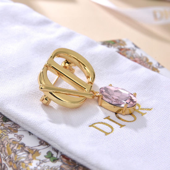 Christian Dior CD Letter Decor Textured Metal Brooch