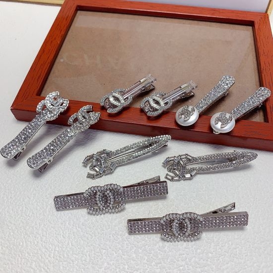 Chanel Rhinestone Side Hair Clips Set