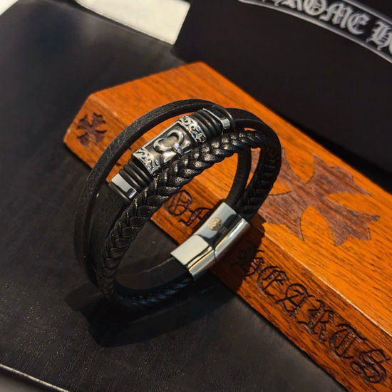 Chrome Hearts Textured Embossed Leather Cord Bracelet