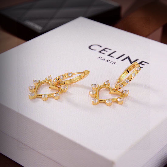 Celine Golden Heart Shaped Stud Earrings