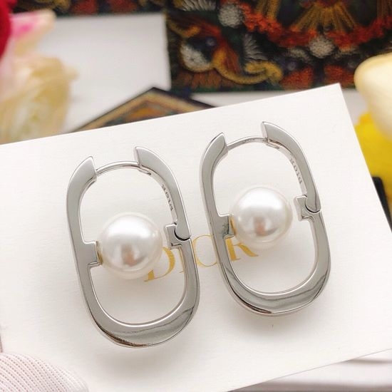 Christian Dior CD Smooth Circular Hook Earrings