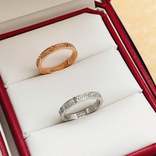 Cartier Narrow Pave Diamond Ring Two Colors