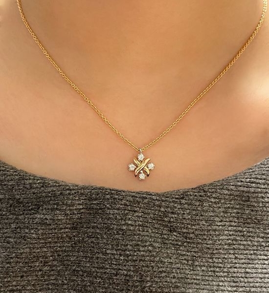 Tiffany & Co. Two-tone Cross Square Pendant Necklace