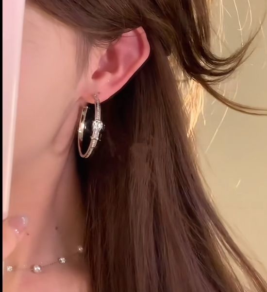 Hermes Buckle-shaped Full Diamond Earrings