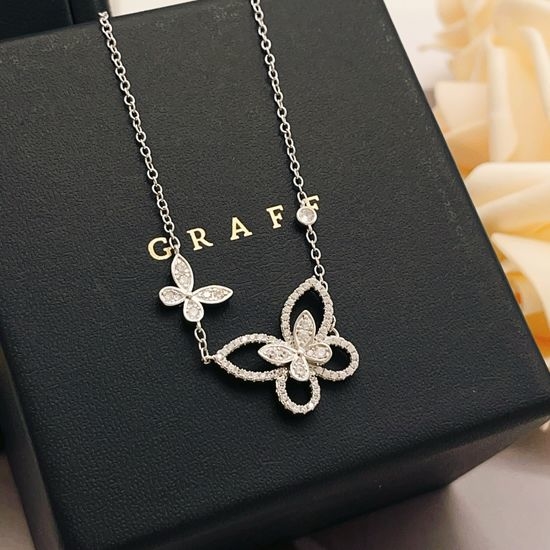 Graff Hollow Diamond Double Butterfly Necklace