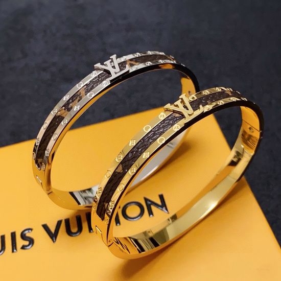 Louis Vuitton LV Printed Leather Elegant Slim Bracelet