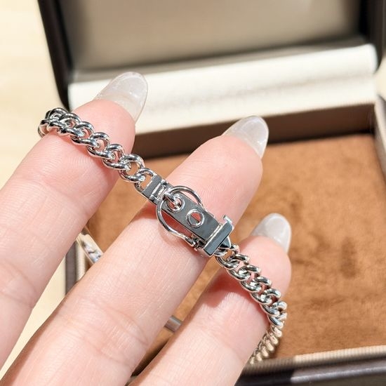 Hermes Buckle Chain Silver Bracelet