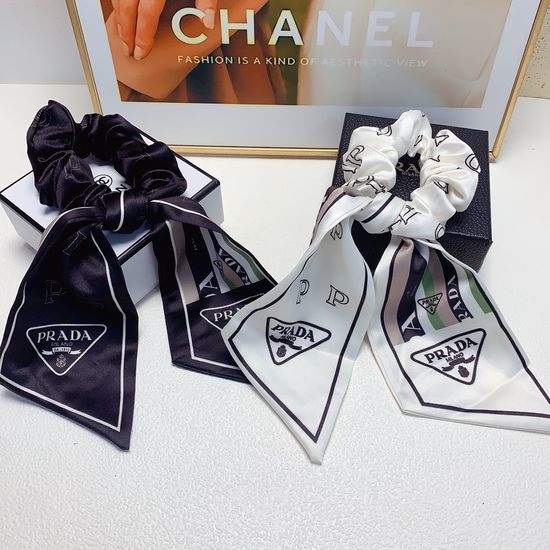 Prada Satin Ribbon Hair Scrunchie