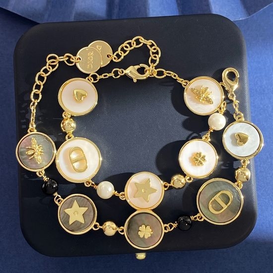 Christian Dior CD Multi Pattern Enamel Decor Bracelet