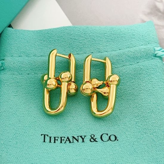 Tiffany & Co. Golden U-shaped Horse Hoop Earrings, Unique