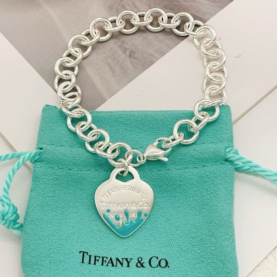 Tiffany & Co. Silver Enamel Heart Design Bracelet