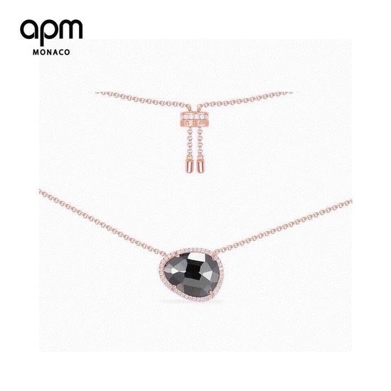 Apm monaco Hematite Mother of Pearl Necklace