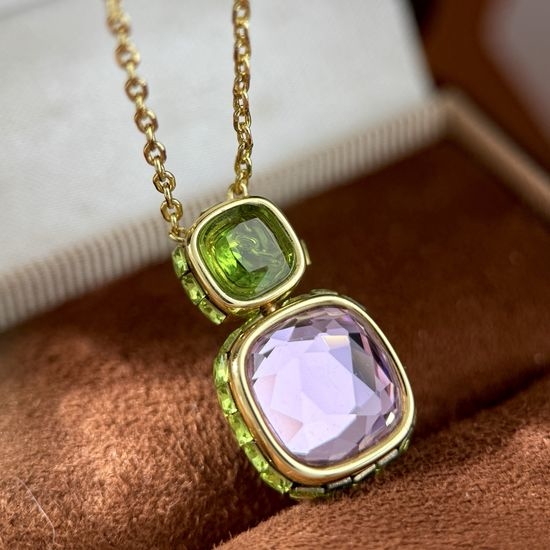 Swarovski Reversible Crystal Pendant Gold Necklace