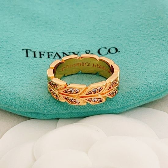 Tiffany & Co. Leaf Rose Gold Zircon Elegant Ring