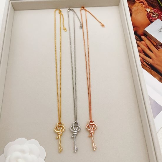 Tiffany & Co. Diamond-Encrusted Key Pendant Necklace