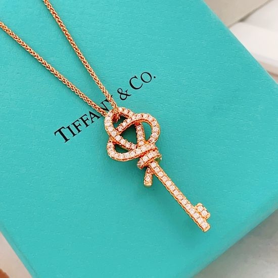 Tiffany & Co. Rose Gold Diamond Key Necklace
