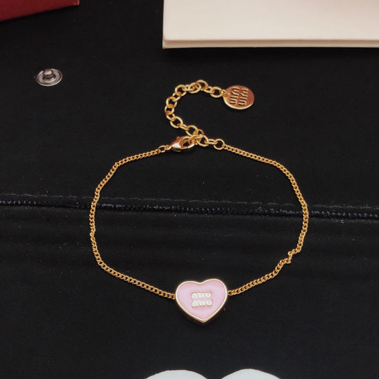 Miu Miu Pink Heart Brass Bracelet