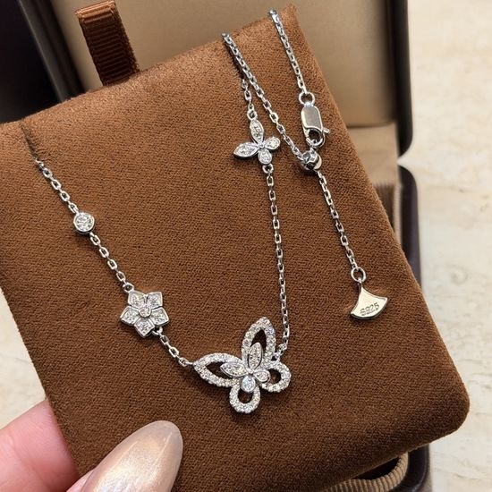 Polo Ralph Lauren Double Butterfly Full Diamond Stretch Necklace