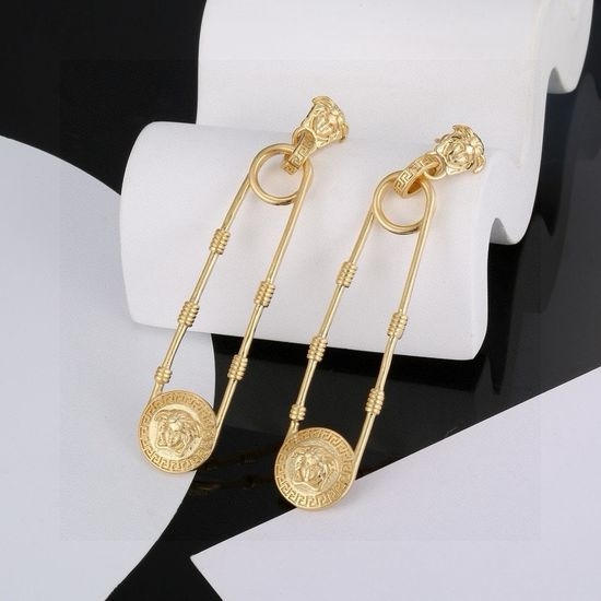 Versace Large Safety Pin Decor Earrings